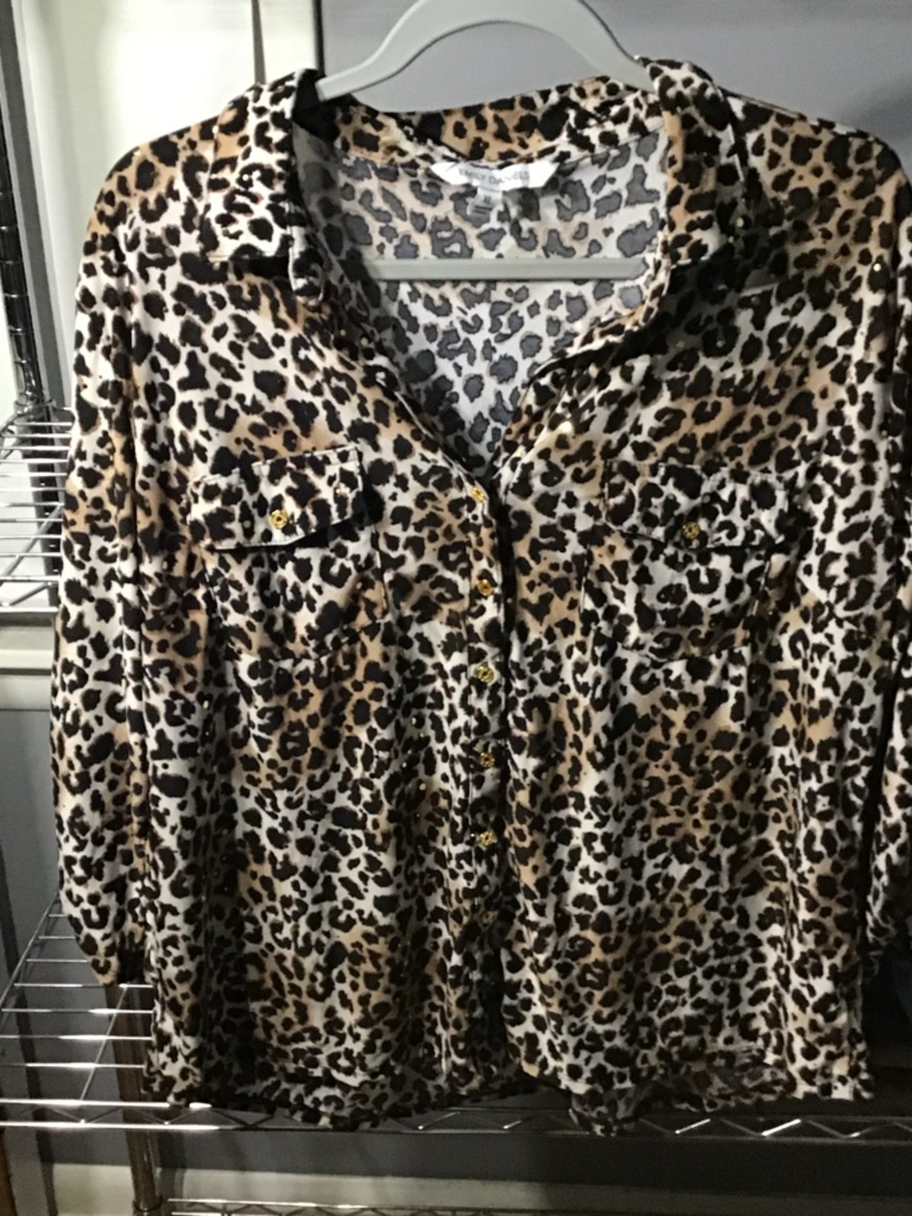 Leopard Print Button-Front Blouse - Brown/Black